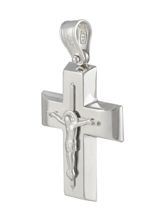 Men's White Gold Cross 14K