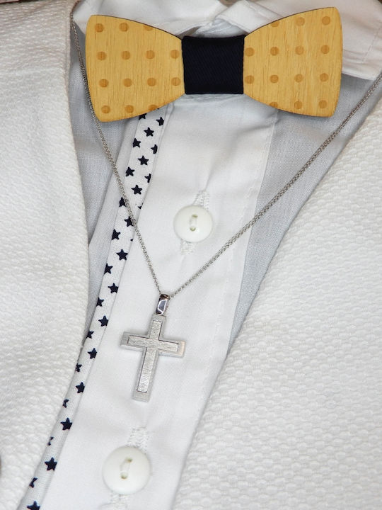 Art d or Herren Weißgold Kreuz 14K Beidseitig mit Kette