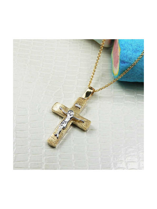 Art d or Herren Gold Kreuz 14K mit dem Gekreuzigten mit Kette