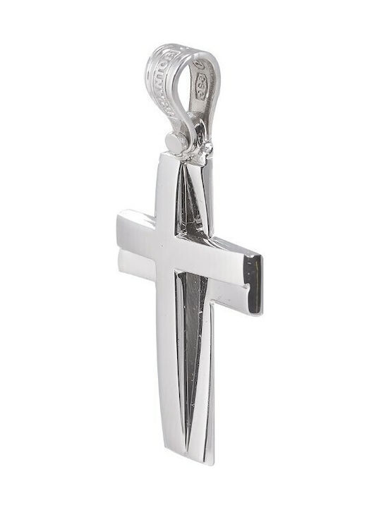 Men's White Gold Cross 14K