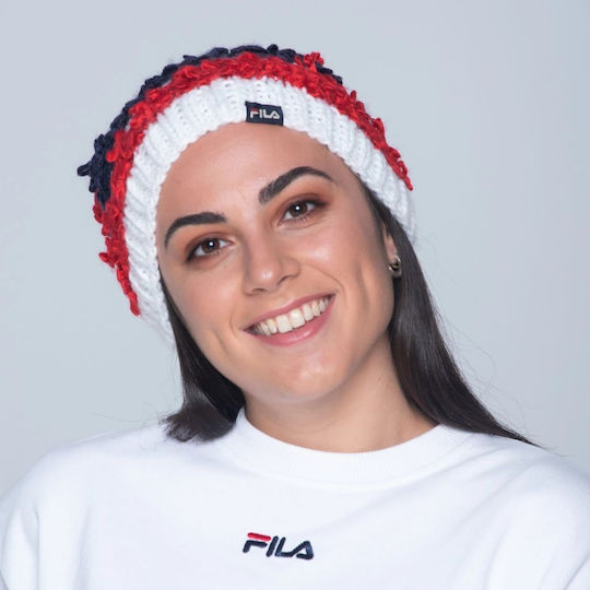 Icelandic Popcorn Knit Beanie Beanie Γυναικείος Σκούφος Πλεκτός Red/Navy Blue