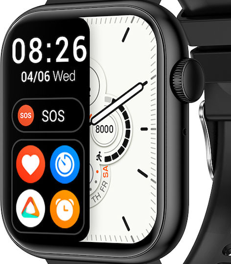 3Guys 3GW6701 45mm Smartwatch με Παλμογράφο (Μαύρο)