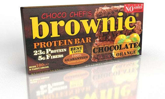 Fit & Shape Choco Chef's Brownie Baton cu 23% Proteină & Aromă Ciocolată portocală 100gr