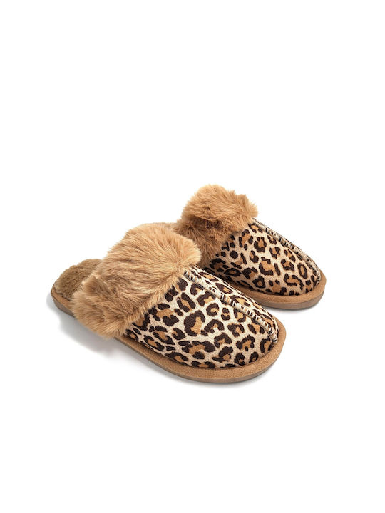 Confly Women's Slippers with Fur Brown