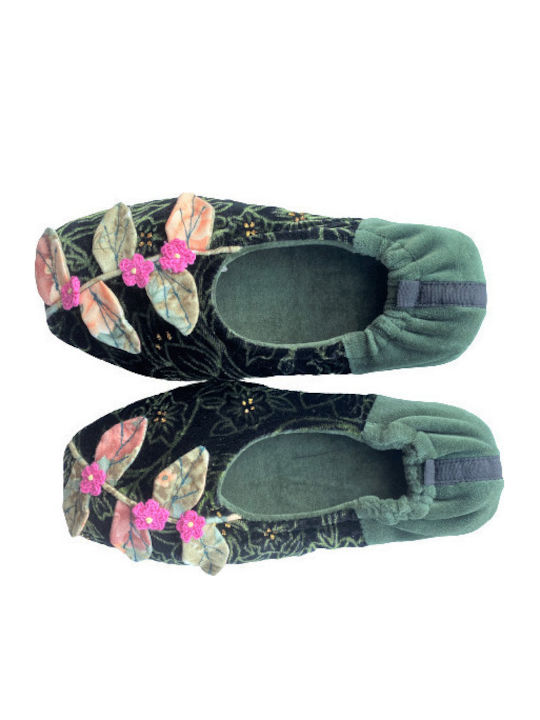 Closed Leather Women's Slippers Green