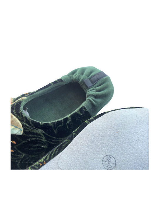 Closed Leather Women's Slippers Green