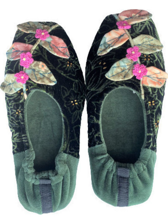 Closed Leather Women's Slippers Green