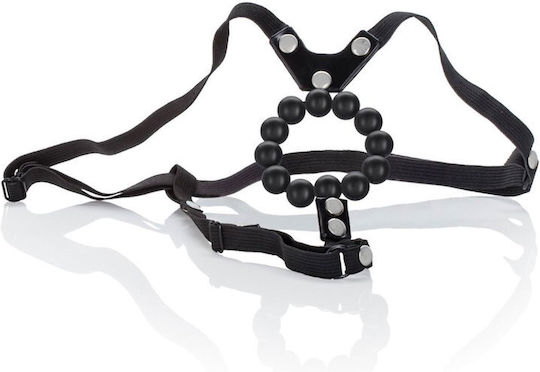 Calexotics Lover's Thong with Stroker Beads Fully Adjustable Gurtzeug in Schwarz Farbe