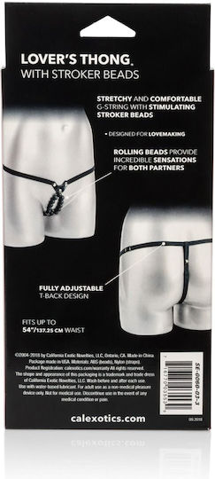 Calexotics Lover's Thong with Stroker Beads Fully Adjustable Gurtzeug in Schwarz Farbe
