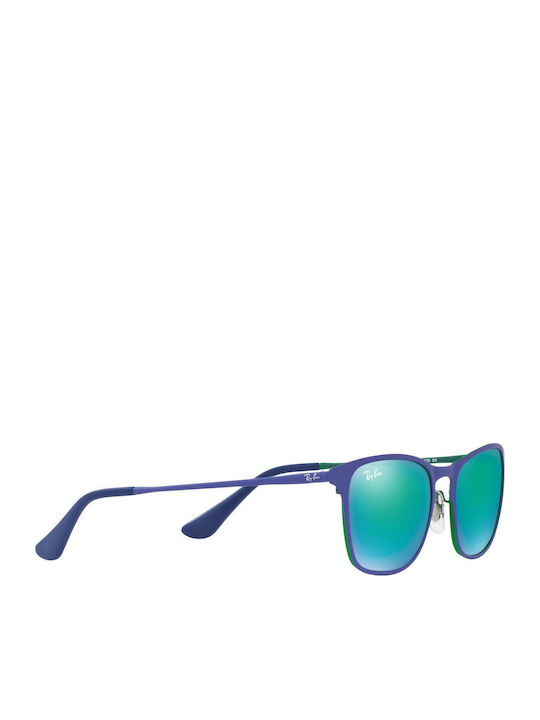 Ray Ban Ochelari De Soare Pentru Copii Rotunzi Cu Lentilă Oglindă Albastră