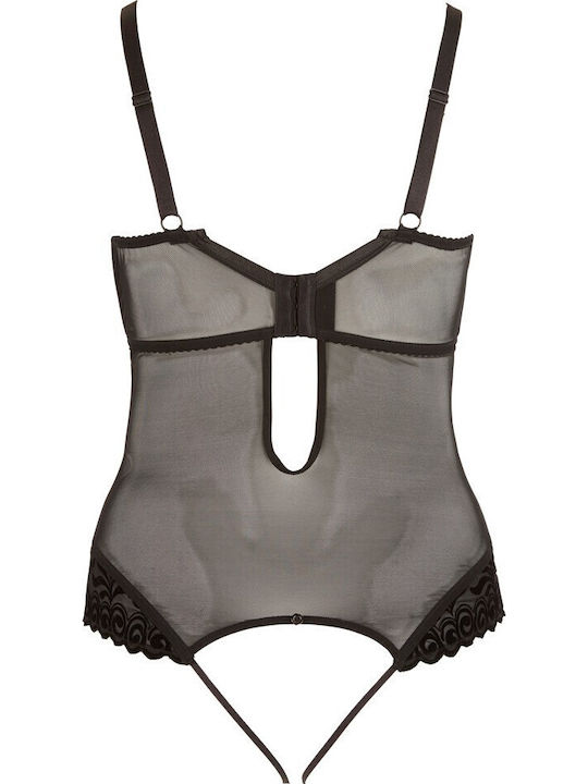 Cottelli Collection String Body Plus Size Sexy Κορμάκι με Διαφάνεια Μαύρο