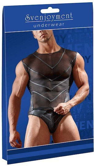 Svenjoyment Underwear Mesh Shirt with Wetlook Sexy Ανδρικό Top Μαύρο