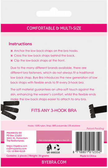 Bye Bra 2 Low Back Straps 3 Rows Προέκταση Σουτιέν 2τμχ