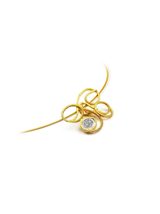 Polytimo Halskette mit Design Schmetterling aus Gold 18k mit Diamant