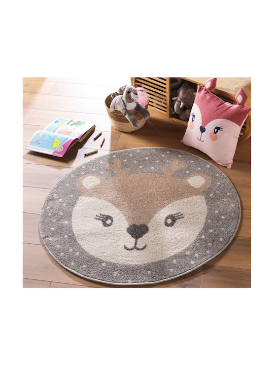 Douceur d'Intérieur Kinder Teppich Gray Rund mit Durchmesser 100cm