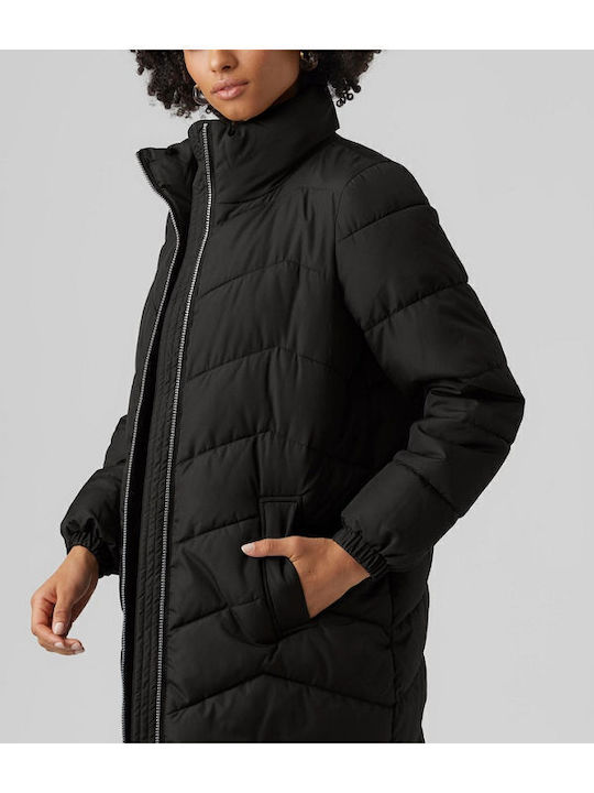 Kurz Damen Puffer Jacke für Winter Schwarz