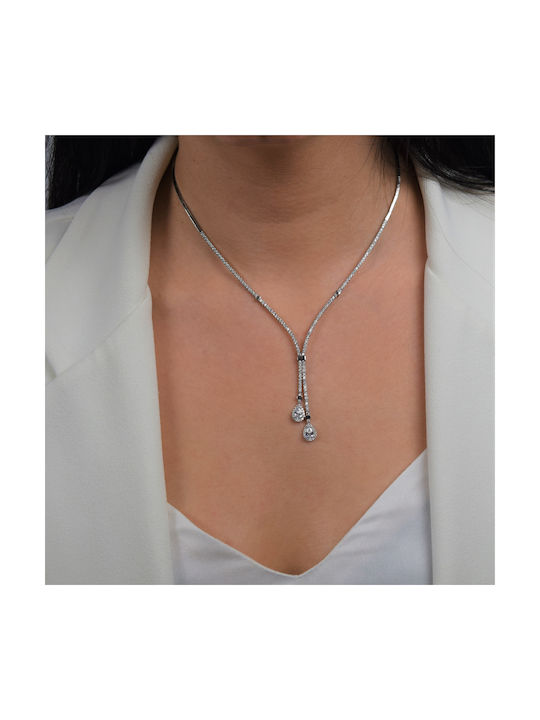 Necklace from White Gold 14K with Zircon