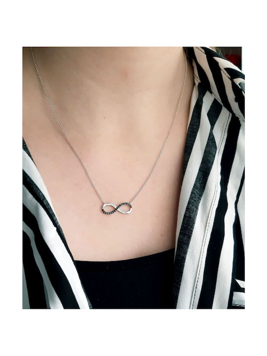 Xrisokosmima Necklace Infinity from White Gold 14K with Zircon