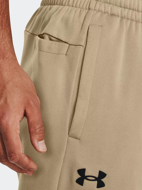 Sweatpants Glossy with Elastic Khaki