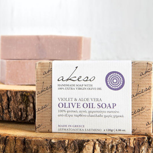 Akeso Violet & Aloe Vera Χειροποίητο Σαπούνι με Λεβάντα & Ελαιόλαδο 120gr