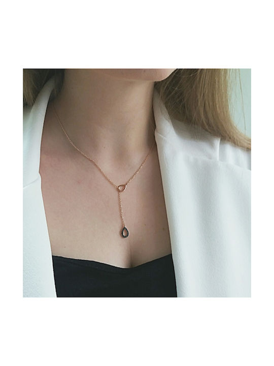 Necklace from Rose Gold 14K with Zircon