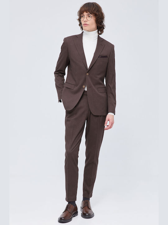 Aristoteli Bitsiani Men's Suit Slim Fit Brown