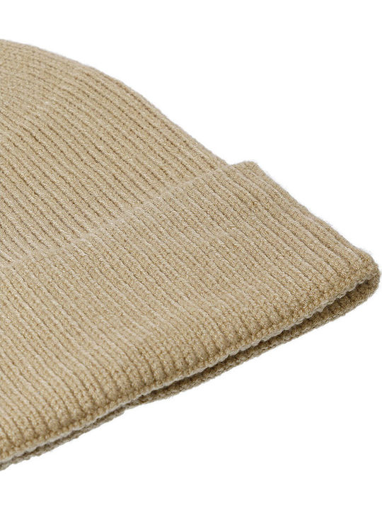Beanie Unisex Σκούφος Πλεκτός σε Μπεζ χρώμα