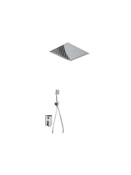 Excel Built-in Mixer, Hand Shower & Shower Head Set for Shower 3 Exits Silver