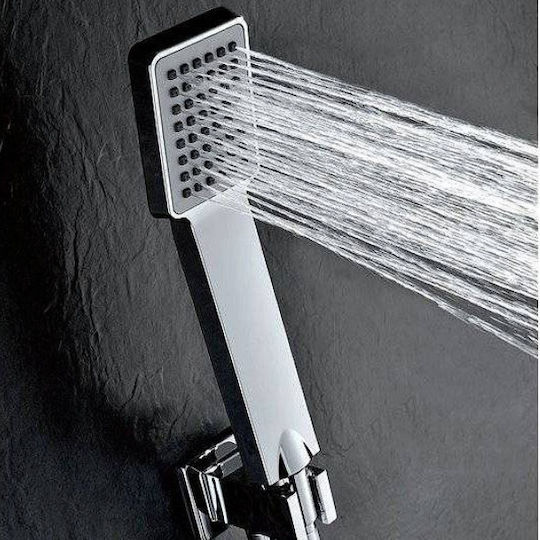Excel Set Mischer, Handbrause & Duschkopf für Wandmontage für Dusche 4 Ausgänge Silber