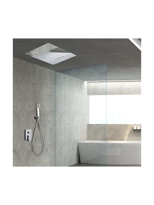 Excel Built-in Mixer, Hand Shower & Shower Head Set for Shower 4 Exits Silver