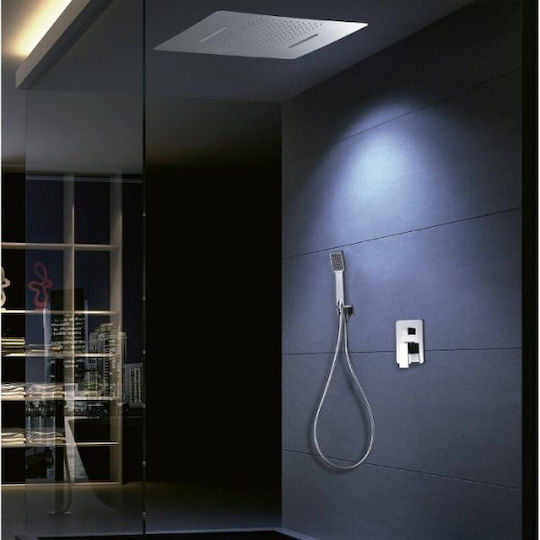 Excel Set Mischer, Handbrause & Duschkopf für Wandmontage für Dusche 4 Ausgänge Silber