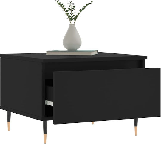 Rectangular Side Table Wooden with Drawers Black 2 Pieces M50xL46xH35cm