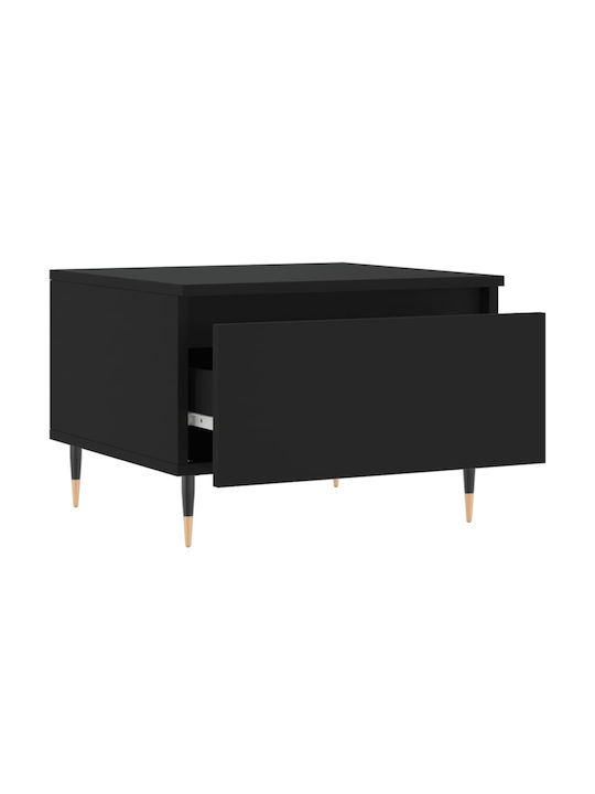Rectangular Side Table Wooden with Drawers Black 2 Pieces M50xL46xH35cm