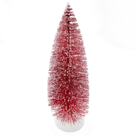 Christmas Decorative Snowy Illuminated Tree 27cm Battery Red