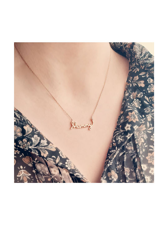 Xrisokosmima Necklace Mum from Rose Gold 14K with Zircon