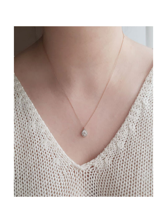 Xrisokosmima Necklace with design Tear from Rose Gold 14K