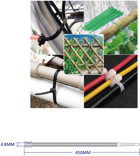 Tpster Δεματικά Καλωδίων Πλαστικά 450mmx4.8mm σε Μαύρο χρώμα (30τμχ) (32564)