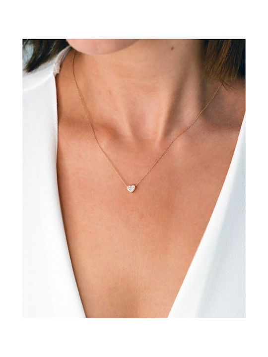 SOLEDOR's Le petit Coeur necklace in 14K pink gold with cubic zirconia