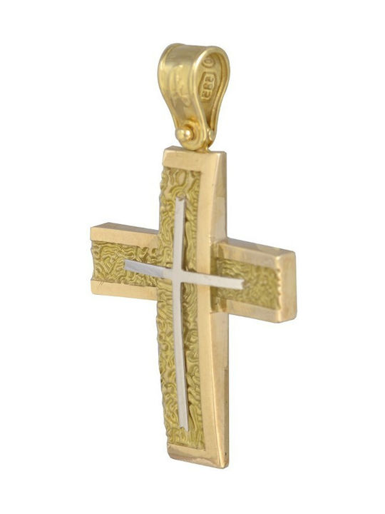 Baptismal cross in yellow and white gold 14K (ΣΤ001196)