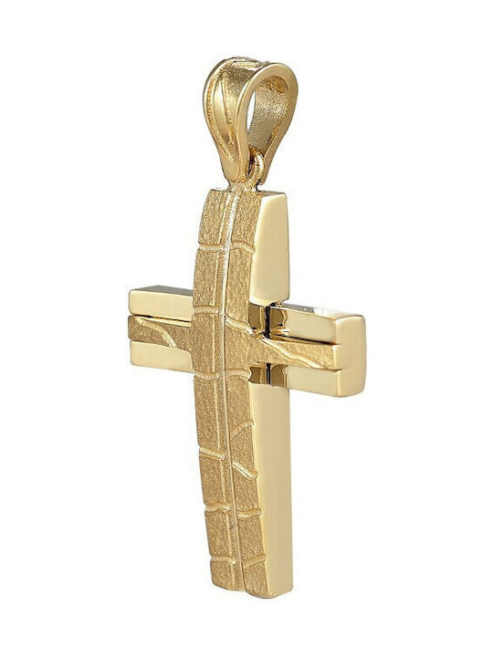 Baptismal cross male gold 14K, with patent and embossed surface (ΣΤ001417)* 1190K