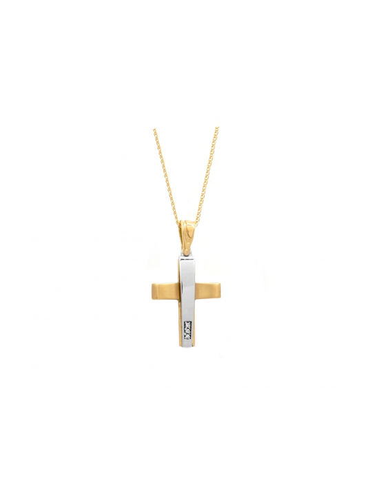 VAL ORO - GOLD TAUFE KREUZ K14 MIT KETTE VLC-AL-117