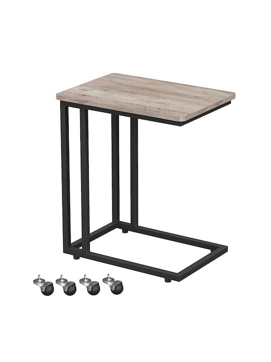 Rechteckiger Beistelltisch aus Metall mit Rädern Metall M50xB35xH62cm
