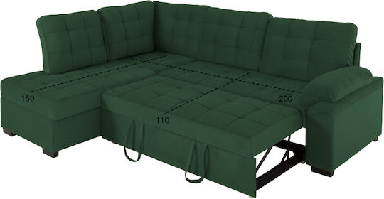 Jade Colțar Canapea Pat Cu Colțul Stâng Catifea Cipru 250x180x88cm