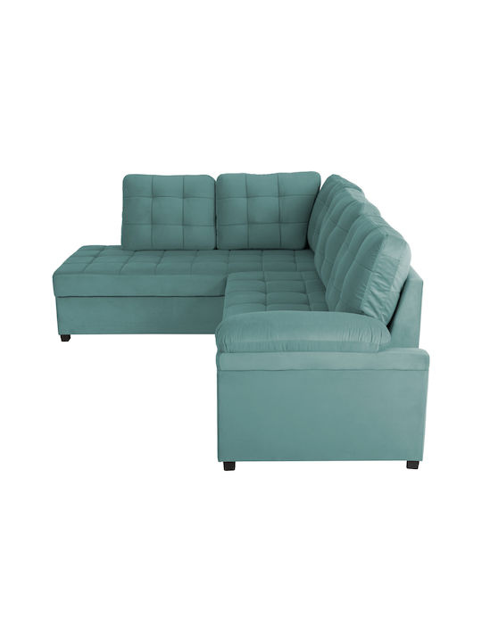 Jade Corner Couch Bed with Left Corner Velvet Green 250x180x88 cm