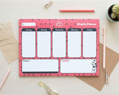 Grupo Erik Mickey 100η Επέτειος Weekly Planner Agenda 2024 Red 21x29cm