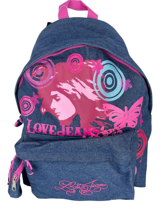 Paxos Love Jeans School Bag Backpack Elementary, Elementary in Blue color