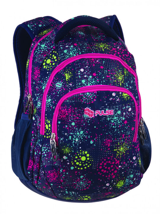 Pulse Teens Fireworks School Bag Backpack Junior High-High School Multicolour with Water Bottle Holder