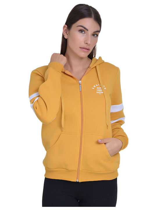 Women's Sweatshirt Jacket Hooded Yellow