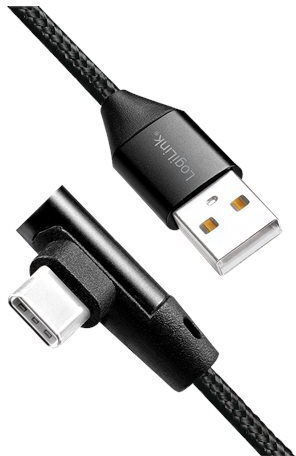 LogiLink Angle (90°) / Braided USB 2.0 Cable USB-C male - USB-A 15W Μαύρο 1m CU0138