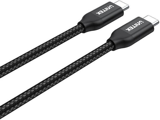 Unitek Braided USB 2.0 Cable USB-C male - USB-C 100W PD Μαύρο 2m C14059BK